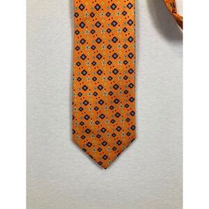 Bijoux Terner Necktie Men One Size Orange Silk Floral Medallion‎ Hand Made Tie